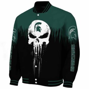 michigan state spartans punisher skull green black white jacket best selling jacketwow