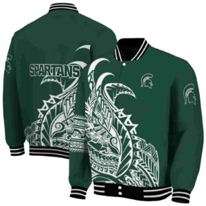 michigan state spartans tribal art green white black jacket fashion forward jacketwow