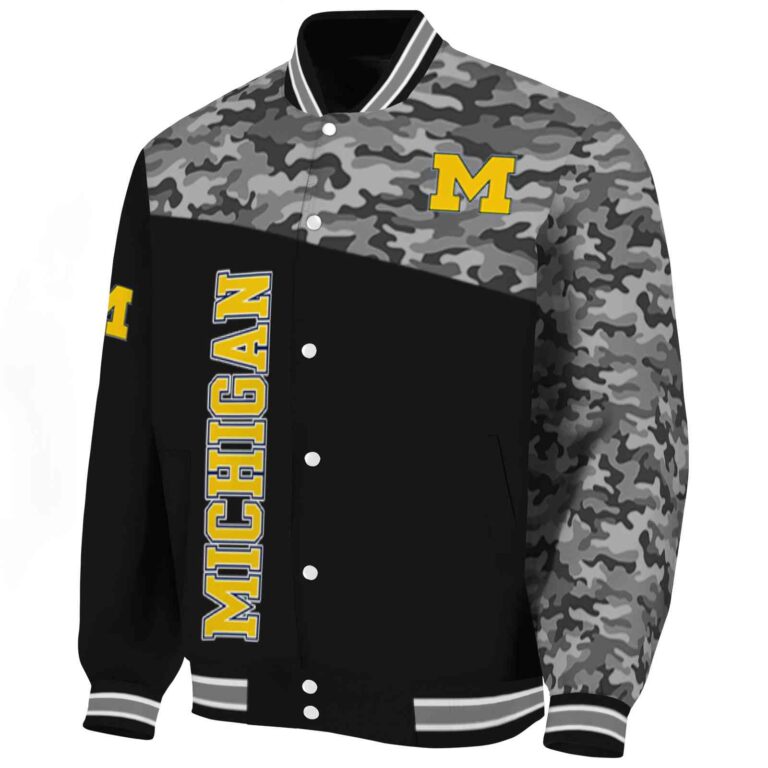 michigan wolverines camo patchwork black jacket best selling jacketwow