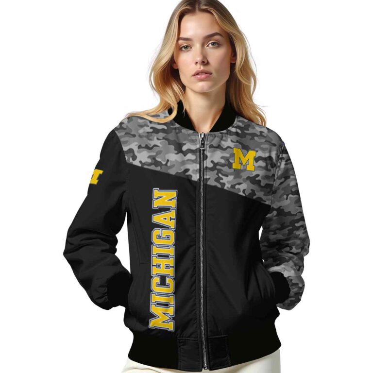 michigan wolverines camo patchwork black jacket latest model jacketwow