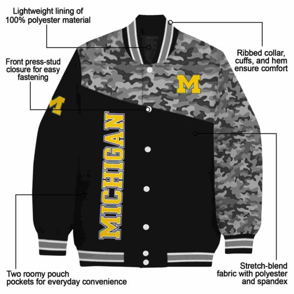 michigan wolverines camo patchwork black jacket new arrival jacketwow