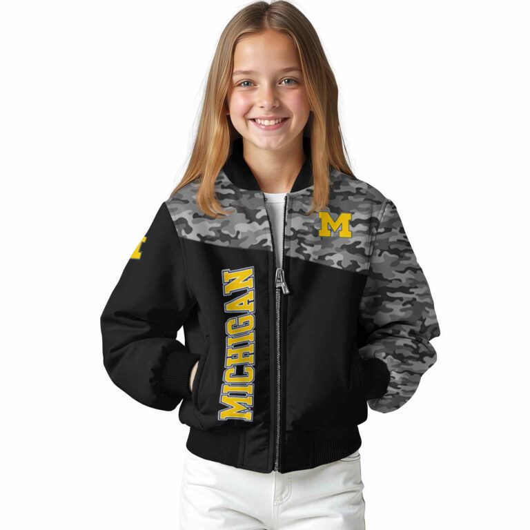 michigan wolverines camo patchwork black jacket top rated jacketwow