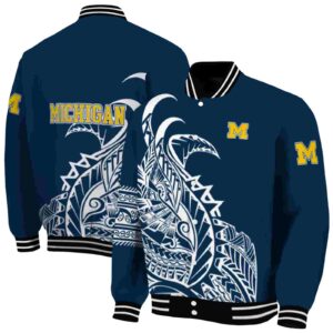 michigan wolverines tribal art blue white black jacket fashion forward jacketwow