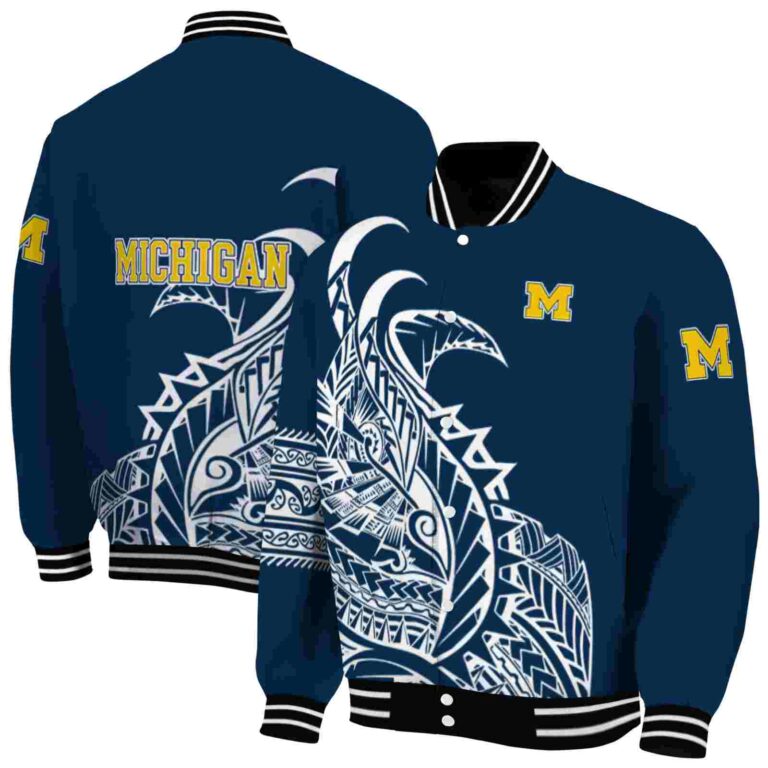michigan wolverines tribal art blue white black jacket fashion forward jacketwow