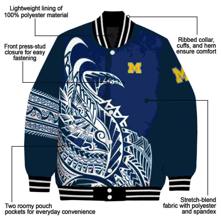 michigan wolverines tribal art blue white black jacket new arrival jacketwow