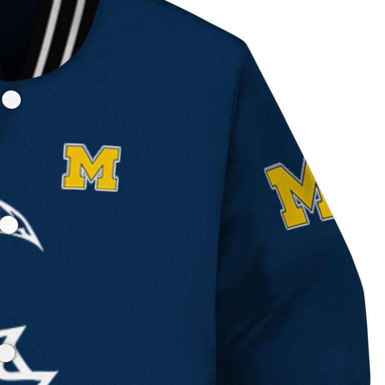 michigan wolverines tribal art blue white black jacket premium grade jacketwow