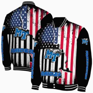 middle tennessee blue raiders patriotic theme black jacket fashion forward jacketwow