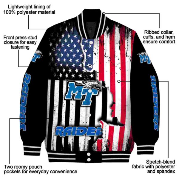 middle tennessee blue raiders patriotic theme black jacket new arrival jacketwow