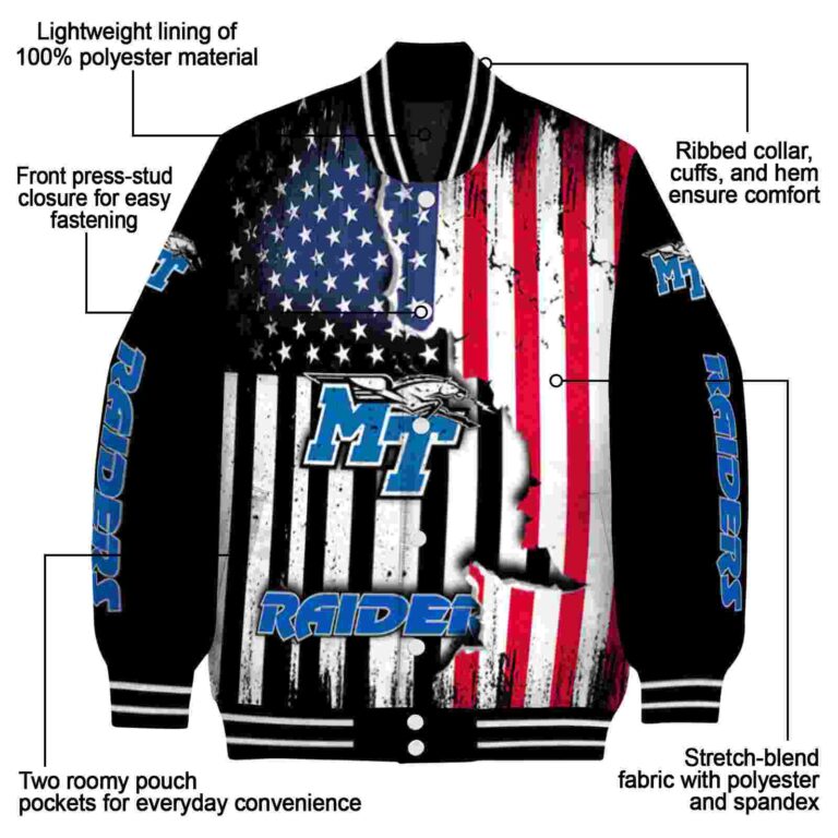 middle tennessee blue raiders patriotic theme black jacket new arrival jacketwow