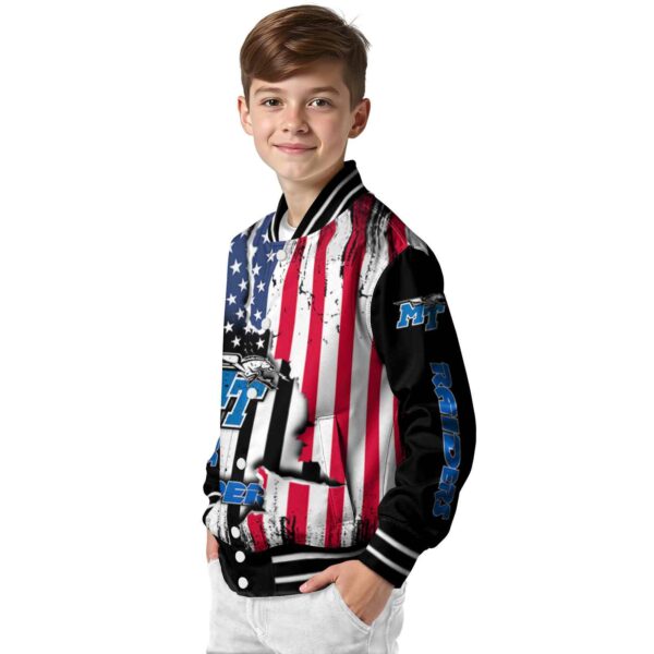 middle tennessee blue raiders patriotic theme black jacket trendy jacketwow