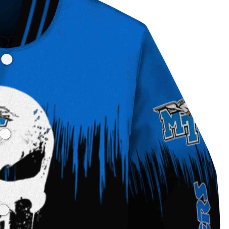 middle tennessee blue raiders punisher skull blue black white jacket premium grade jacketwow