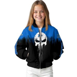 middle tennessee blue raiders punisher skull blue black white jacket top rated jacketwow