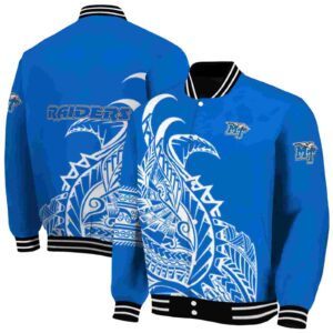 middle tennessee blue raiders tribal art blue white black jacket fashion forward jacketwow