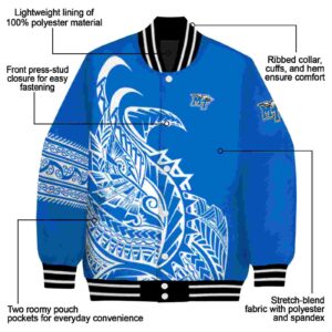 middle tennessee blue raiders tribal art blue white black jacket new arrival jacketwow