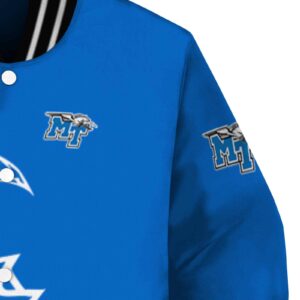 middle tennessee blue raiders tribal art blue white black jacket premium grade jacketwow