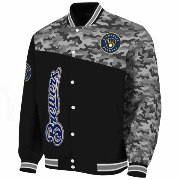 milwaukee brewers camo patchwork black jacket best selling jacketwow