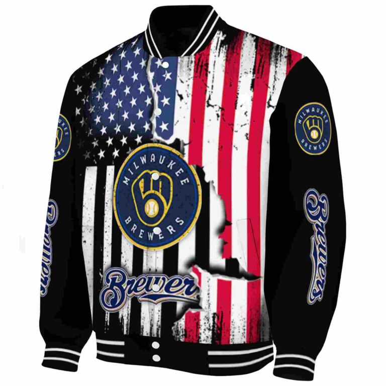 milwaukee brewers patriotic theme black jacket best selling jacketwow