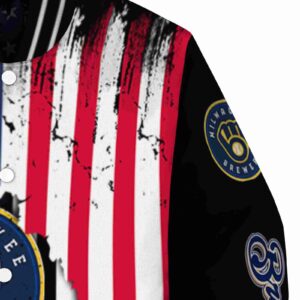 milwaukee brewers patriotic theme black jacket premium grade jacketwow