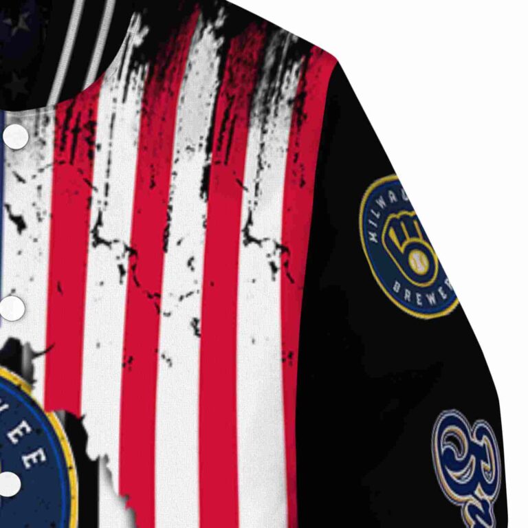milwaukee brewers patriotic theme black jacket premium grade jacketwow