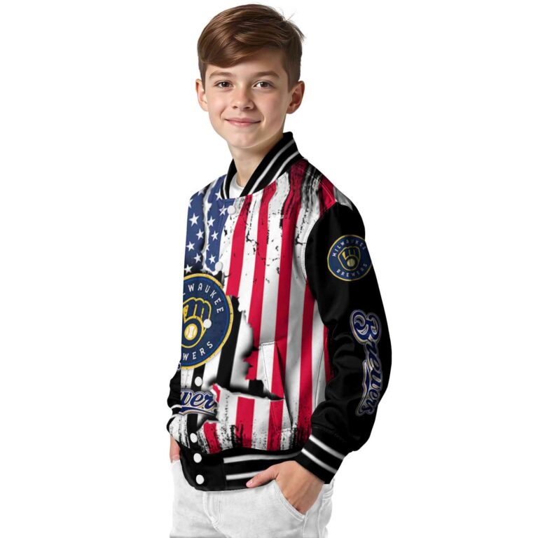 milwaukee brewers patriotic theme black jacket trendy jacketwow