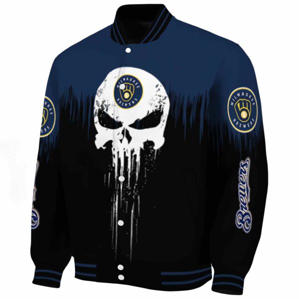milwaukee brewers punisher skull navy blue black white jacket best selling jacketwow