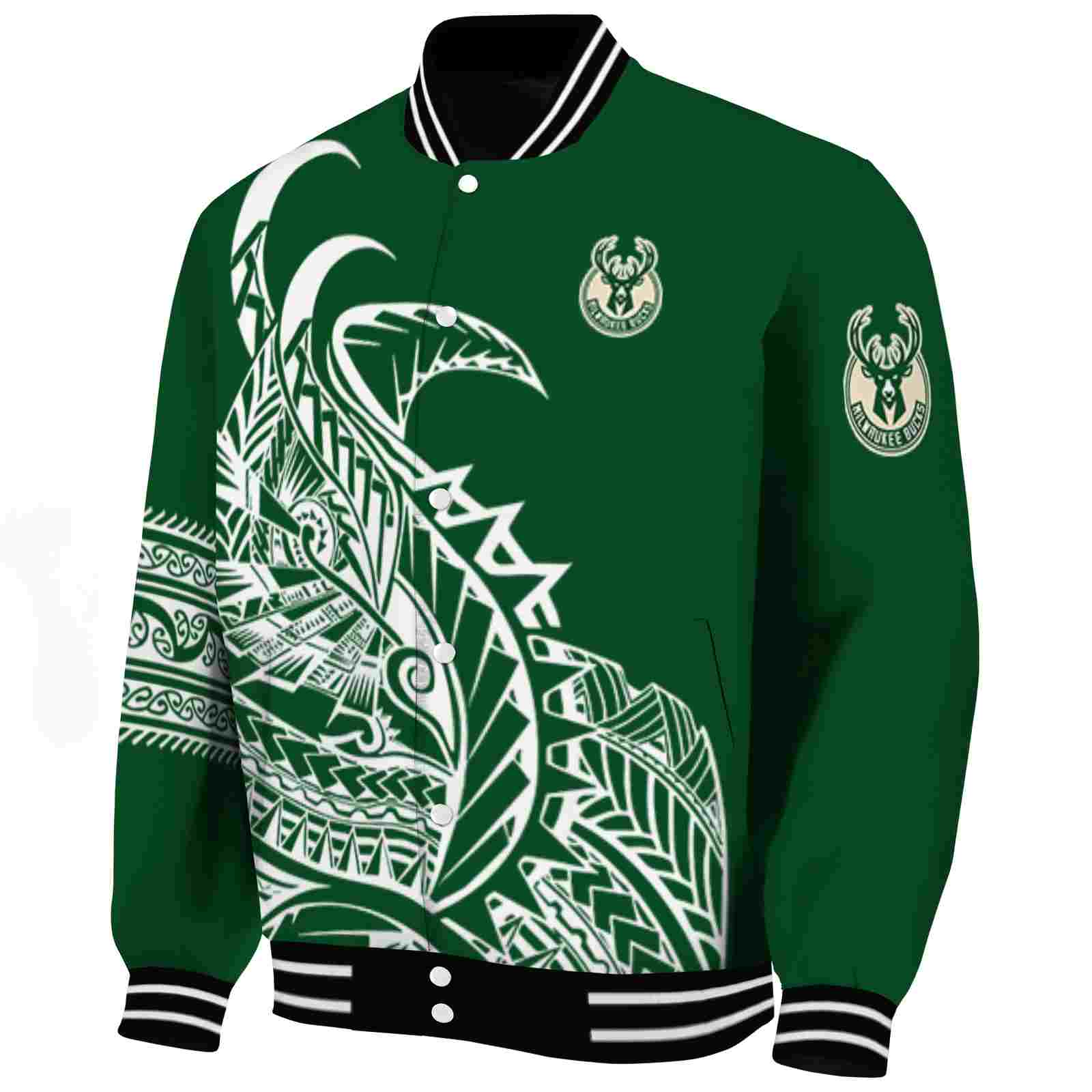 milwaukee bucks tribal art green white black jacket best selling jacketwow milwaukee bucks tribal art green white black jacket best selling jacketwow