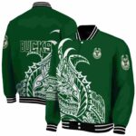 milwaukee bucks tribal art green white black jacket best selling jacketwow