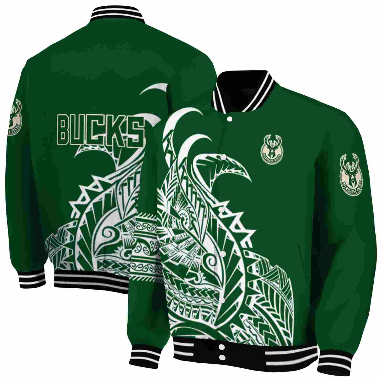 milwaukee bucks tribal art green white black jacket fashion forward jacketwow milwaukee bucks tribal art green white black jacket fashion forward jacketwow
