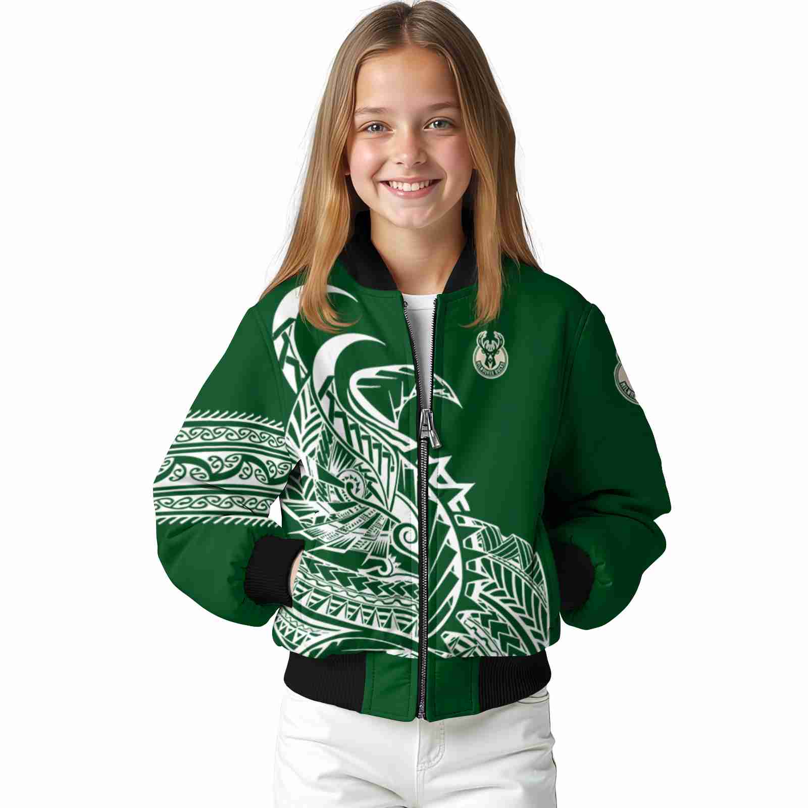 milwaukee bucks tribal art green white black jacket top rated jacketwow milwaukee bucks tribal art green white black jacket top rated jacketwow