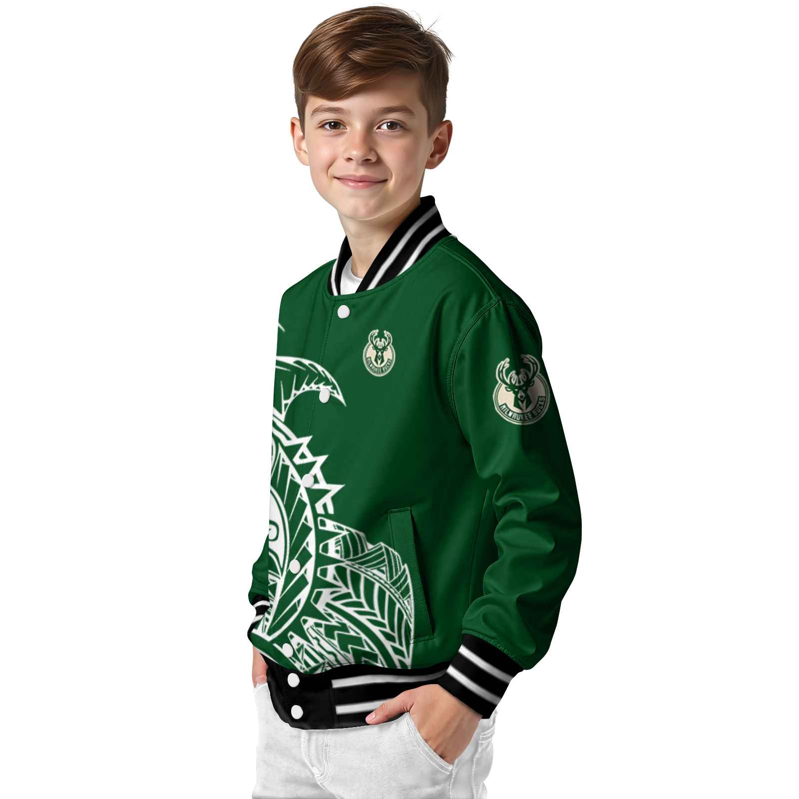 milwaukee bucks tribal art green white black jacket trendy jacketwow milwaukee bucks tribal art green white black jacket trendy jacketwow
