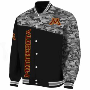 minnesota golden gophers camo patchwork black jacket best selling jacketwow