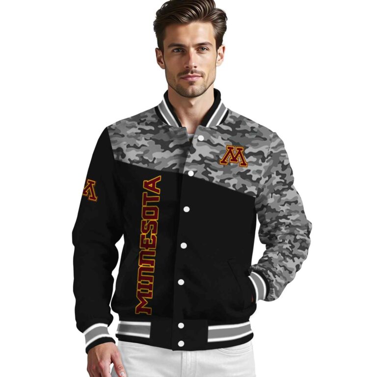 minnesota golden gophers camo patchwork black jacket high quality jacketwow