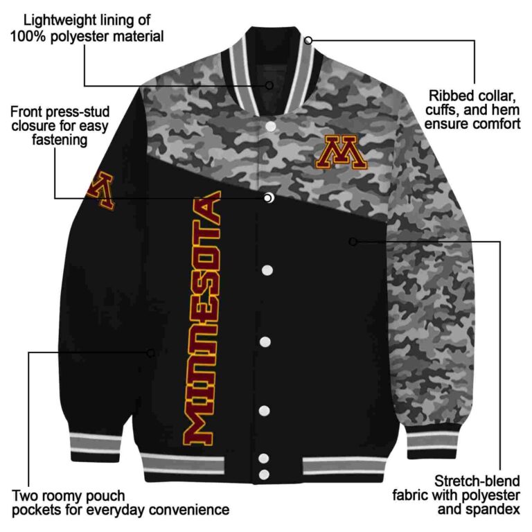 minnesota golden gophers camo patchwork black jacket new arrival jacketwow