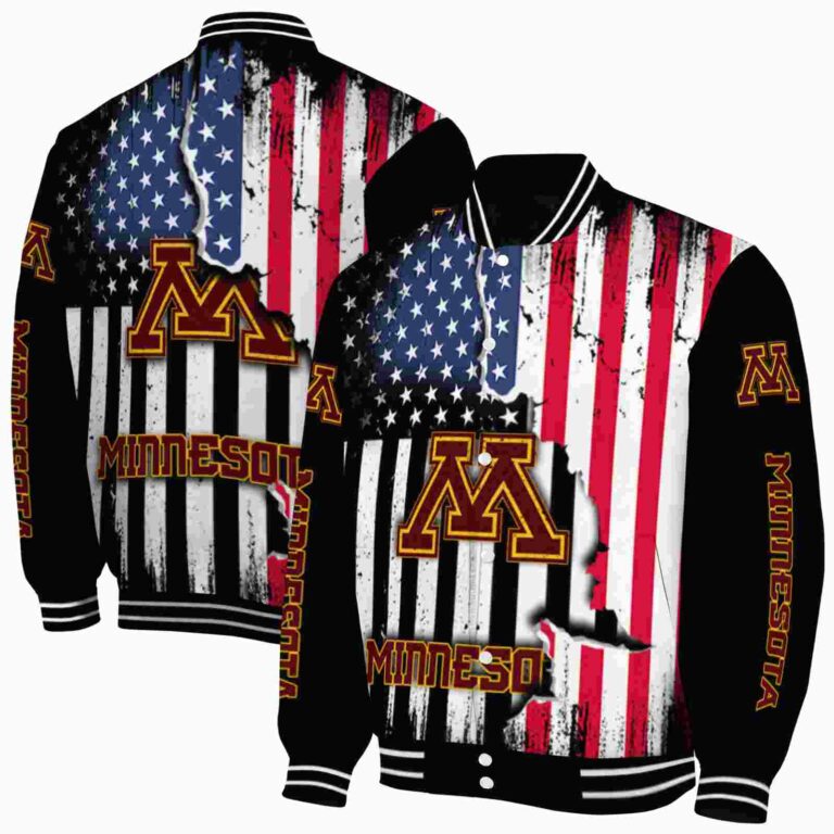 minnesota golden gophers patriotic theme black jacket fashion forward jacketwow