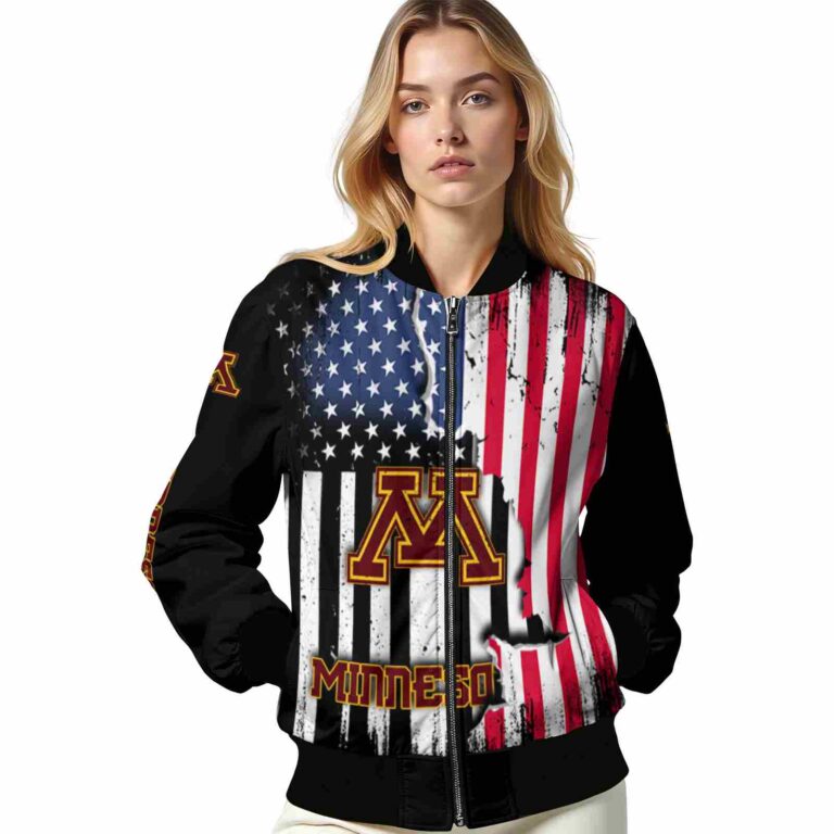minnesota golden gophers patriotic theme black jacket latest model jacketwow