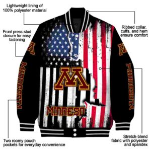 minnesota golden gophers patriotic theme black jacket new arrival jacketwow