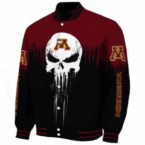 minnesota golden gophers punisher skull maroon black white jacket best selling jacketwow
