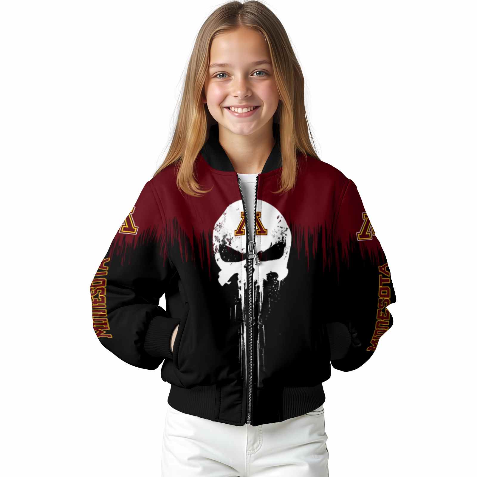 minnesota golden gophers punisher skull maroon black white jacket top rated jacketwow minnesota golden gophers punisher skull maroon black white jacket top rated jacketwow