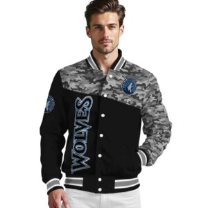 minnesota timberwolves camo patchwork black jacket high quality jacketwow