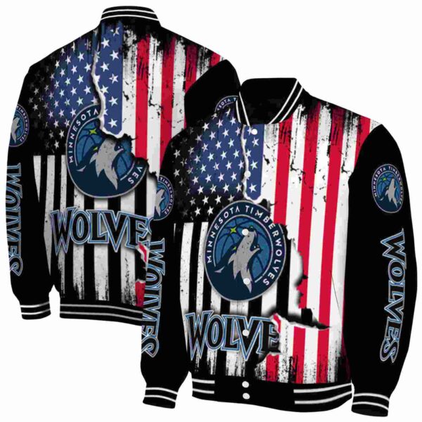 minnesota timberwolves patriotic theme black jacket fashion forward jacketwow