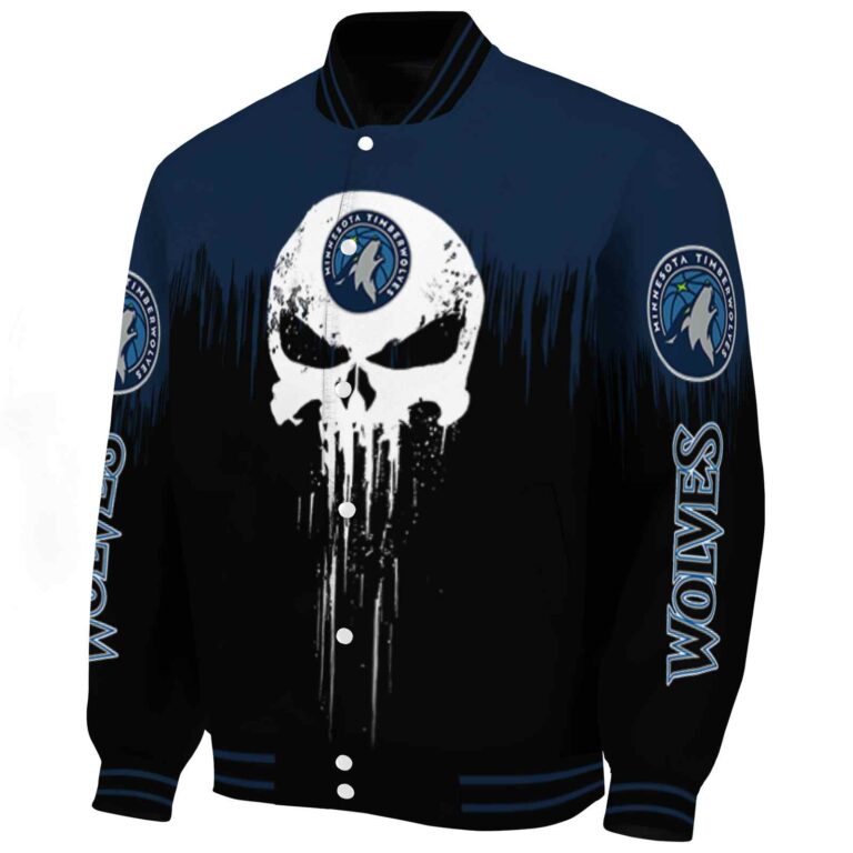 minnesota timberwolves punisher skull midnight blue black white jacket best selling jacketwow