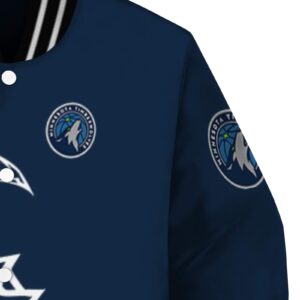 minnesota timberwolves tribal art midnight blue white black jacket premium grade jacketwow