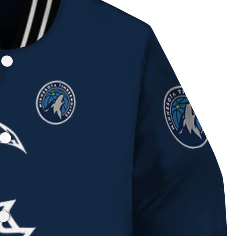 minnesota timberwolves tribal art midnight blue white black jacket premium grade jacketwow