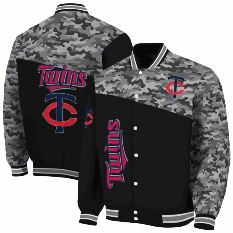 minnesota twins camo patchwork black jacket fashion forward jacketwow