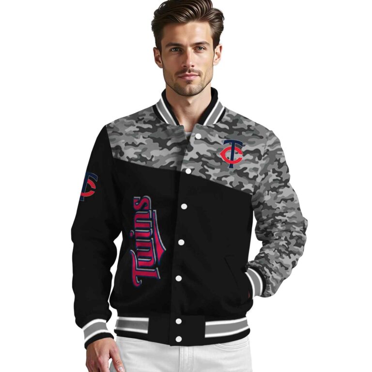minnesota twins camo patchwork black jacket high quality jacketwow
