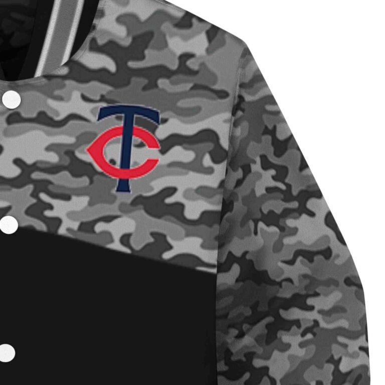 minnesota twins camo patchwork black jacket premium grade jacketwow