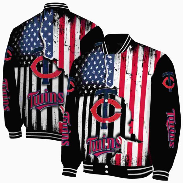 minnesota twins patriotic theme black jacket fashion forward jacketwow