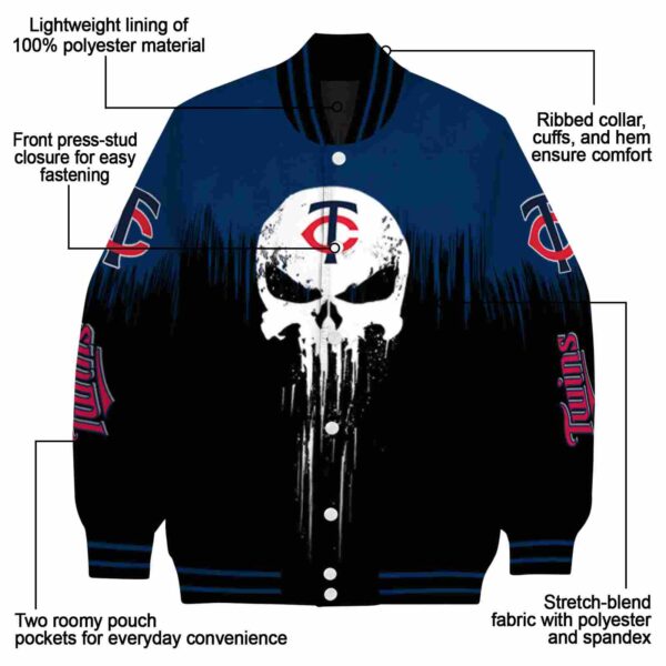 minnesota twins punisher skull navy black white jacket new arrival jacketwow