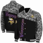 minnesota vikings camo patchwork black jacket best selling jacketwow