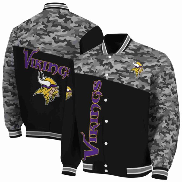 minnesota vikings camo patchwork black jacket fashion forward jacketwow